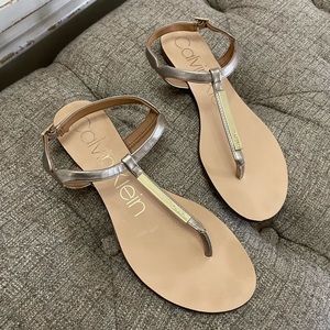 Woman’s Gold Sandals Calvin Klein